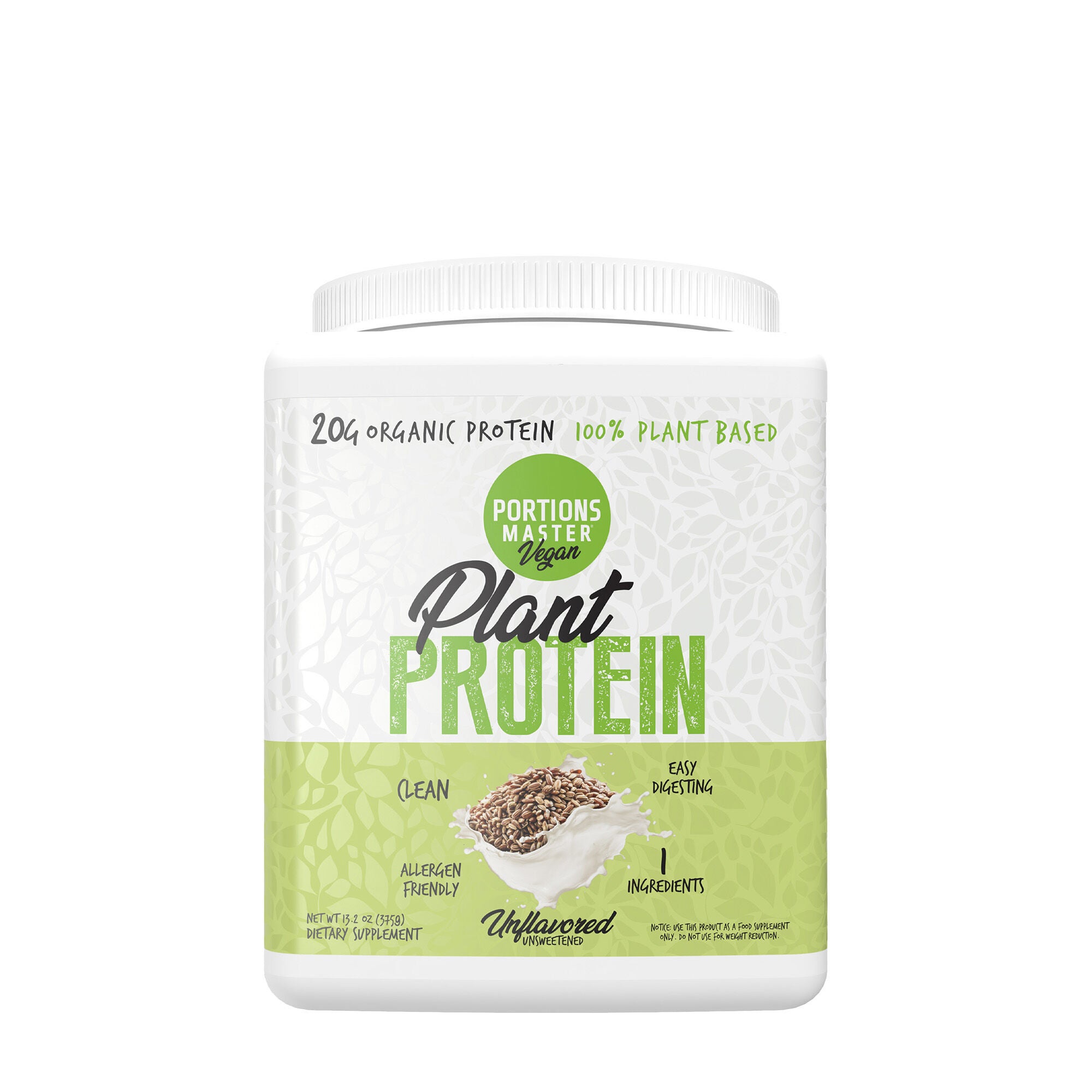 Portions Master Vegan Plant Protein - Unflavored (15 Servings)